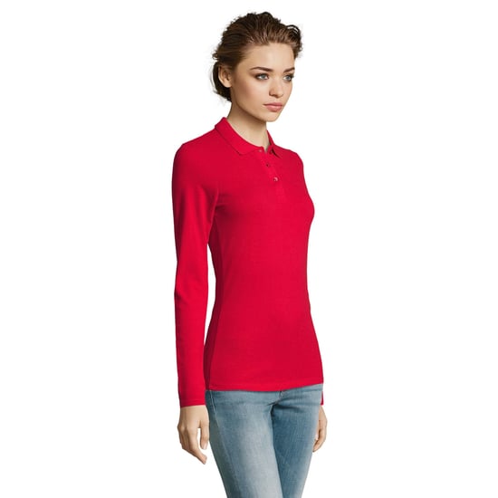 SOLS Dames/dames Perfecte Lange Mouw Pique Polo Shirt (Rood) - Image 6