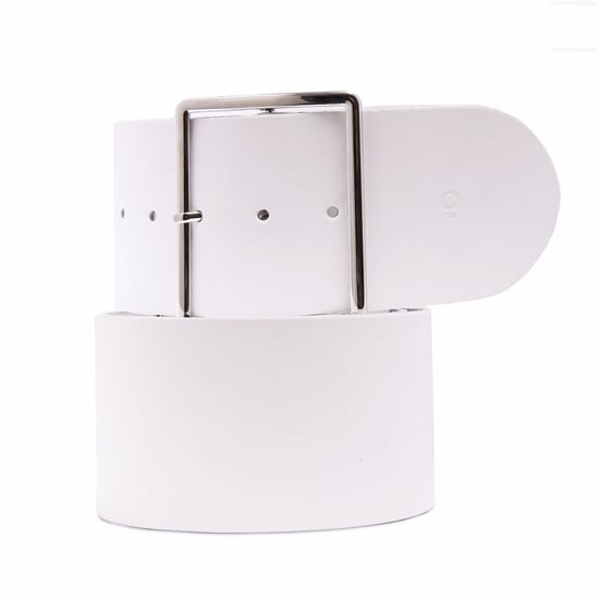Womens White Leather Belt