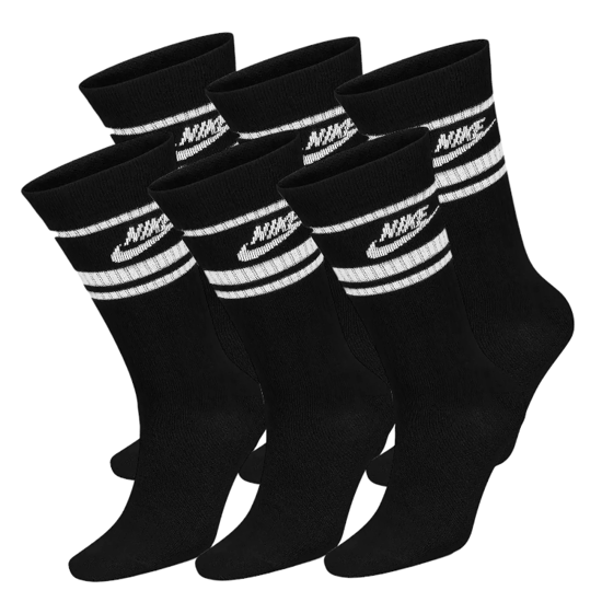 Nike DX5089 Unisex Dri-FIT Sportswear Everyday Essential Crew Socks (6 Pair) Black