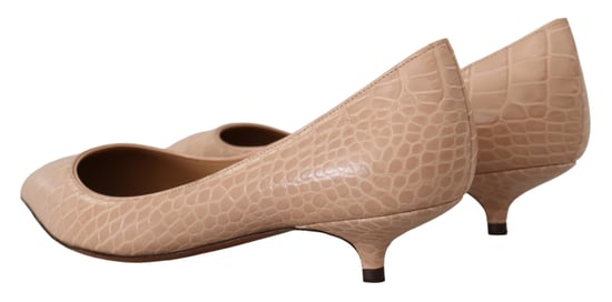Dolce & Gabbana Beige Leather Kitten Heels Pumps Women's Shoes - Image 3
