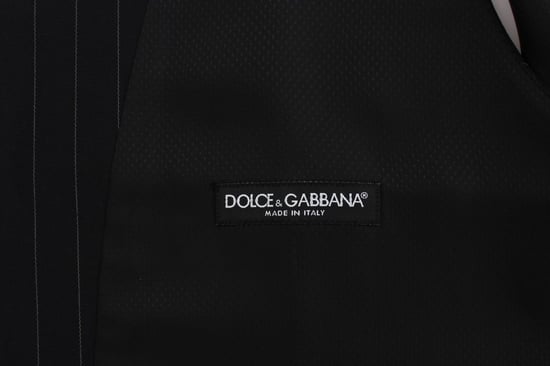 Dolce & Gabbana Black Striped Wool Silk Vest