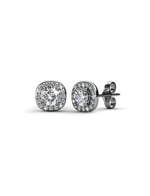Cushy Earrings - Silver and Crystal - Image 1