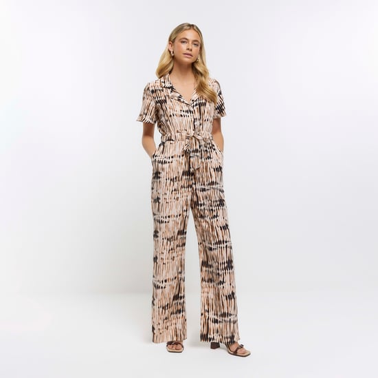 River Island Womens Jumpsuit Brown Animal Print