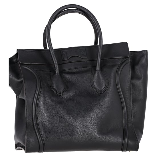 Celine Drummed Shoulder Luggage Tote Bag in Black Leather - Image 3