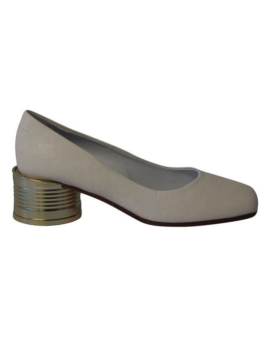 Maison Margiela Tin Can Heel Pumps in White Leather - Image 1