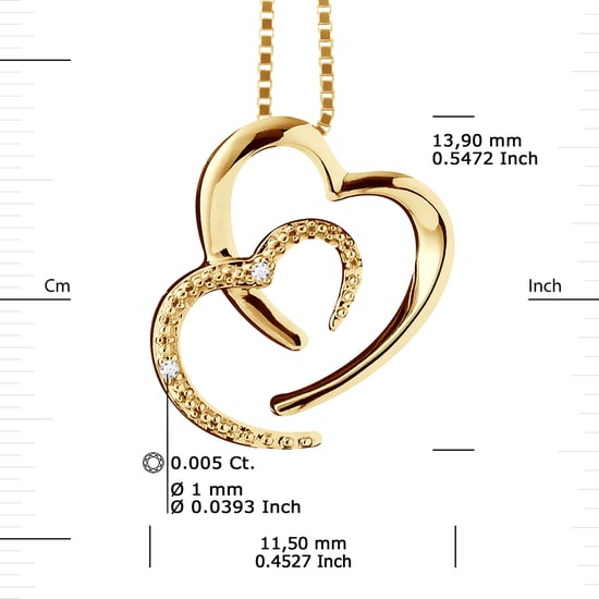 DIADEMA - Necklace Two Hearts - Prestige Jewelery - Diamonds - Chain Yellow Gold