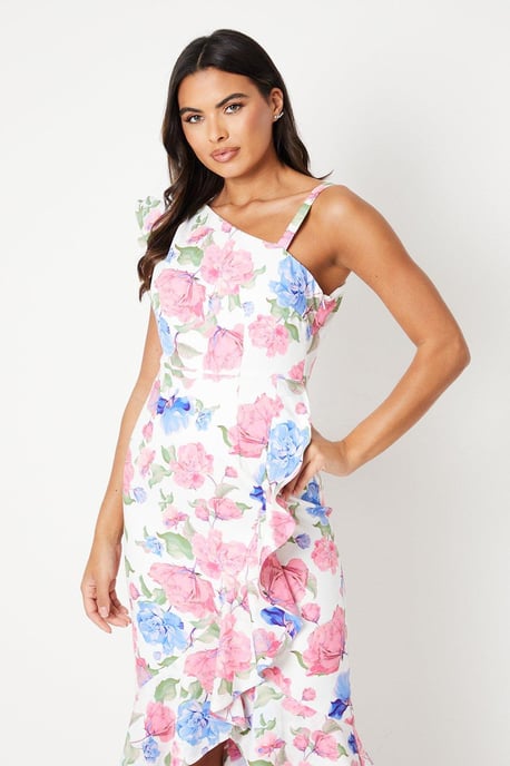 Crepe Ruffle Hem Strappy Dress