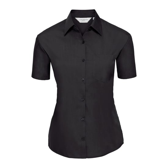 Russell Collection Womens/Ladies Poplin Easy-Care Short-Sleeved Shirt (Black)