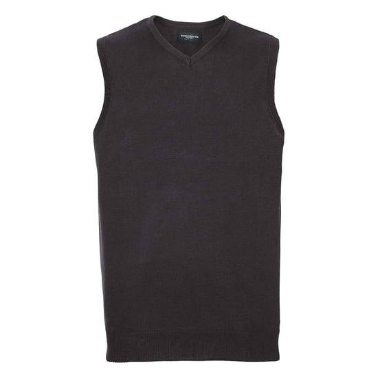 Russell Collection Heren Gebreid V Hals Mouwloos Sweatshirt (Zwart) - Image 1