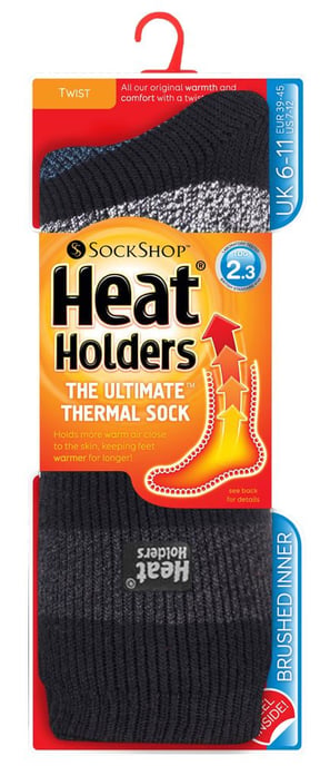 Heat Holders - Mens Twist Patterned Thermal Socks - Image 2