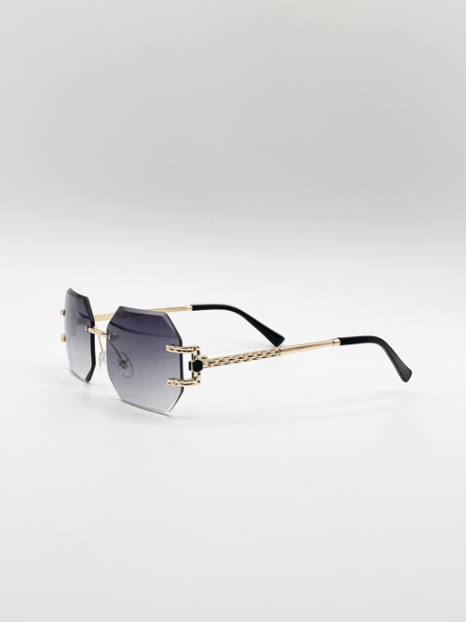 Frameless Octagon Lens with Metal arm in Blue