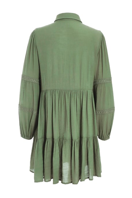 Khaki Crochet Mini Shirt Dress - Image 5