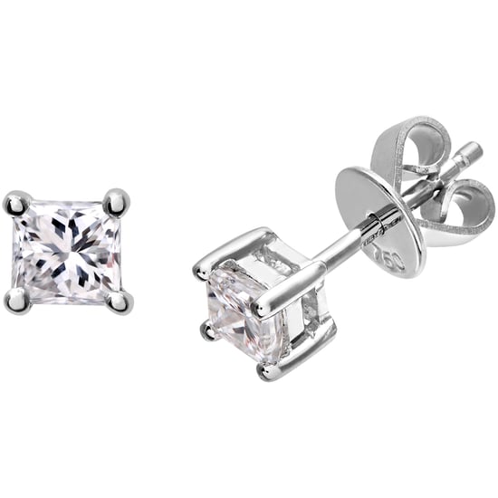 18ct White Gold 1/2 Carat J/I Certified Princess Cut Diamond Stud Earrings