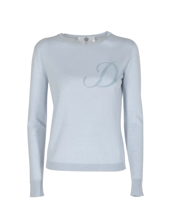 Crown Of Edinburgh Cashmere Long Sleeve Art 004 Light Blue Letter D - Image 2
