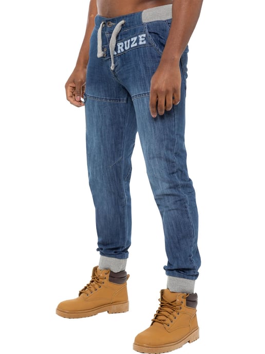 Kruze | Mens Cuffed Jeans - Blue