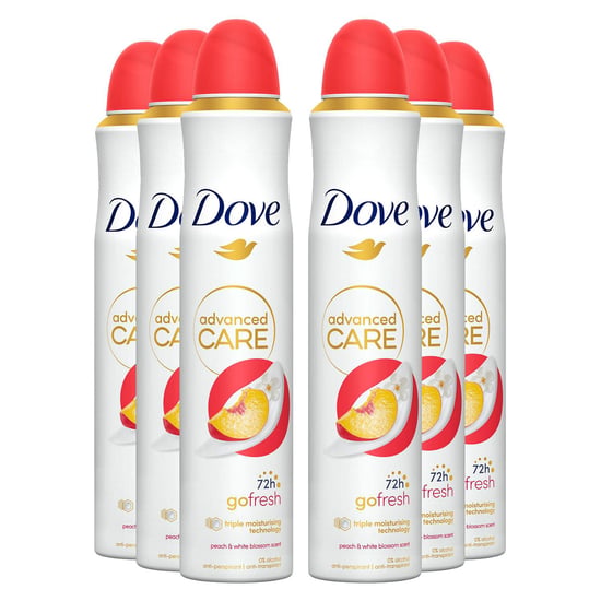 Dove Advanced Care Go Fresh AntiPerspirant Spray Peach & White Blossom, 6x200ml