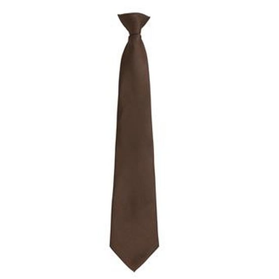 Premier Mens Fashion ”Colours” Work Clip On Tie (Brown) - Image 1