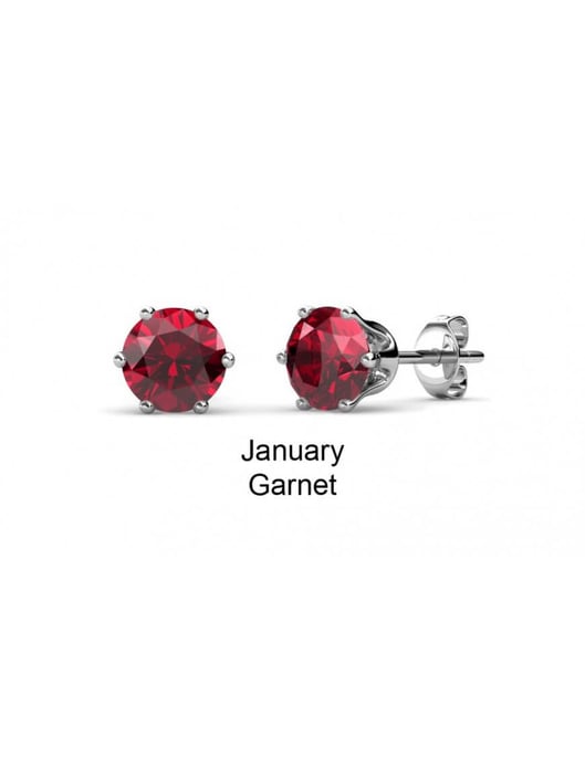 Birth Stone January Earrings - Silver and Red - Image 3