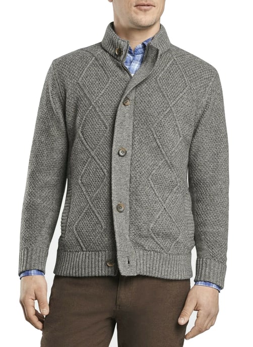 Peter Millar Mens Sweater Gray Size Small S Button Zip Cardigan Wool