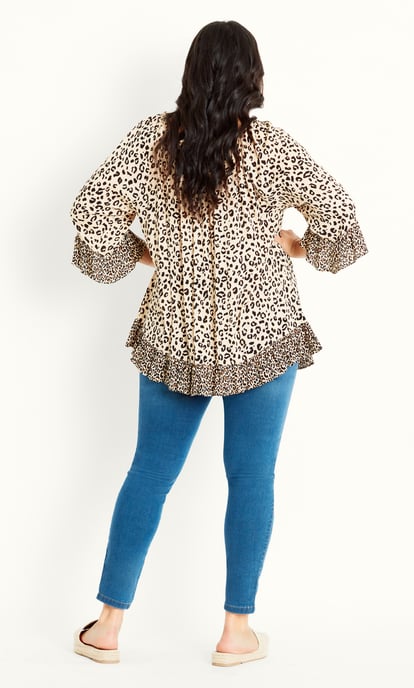 EVANS Women's Leopard Bardot Top - neutral