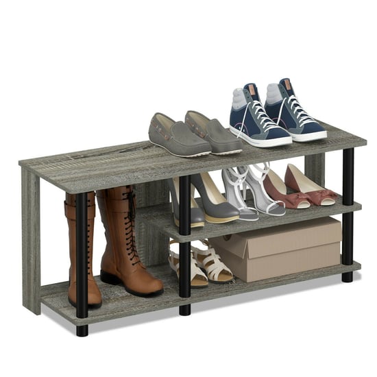 Furinno Turn-N-Tube Compact Multi Storage Shoe Rack, French Oak Grey/Black