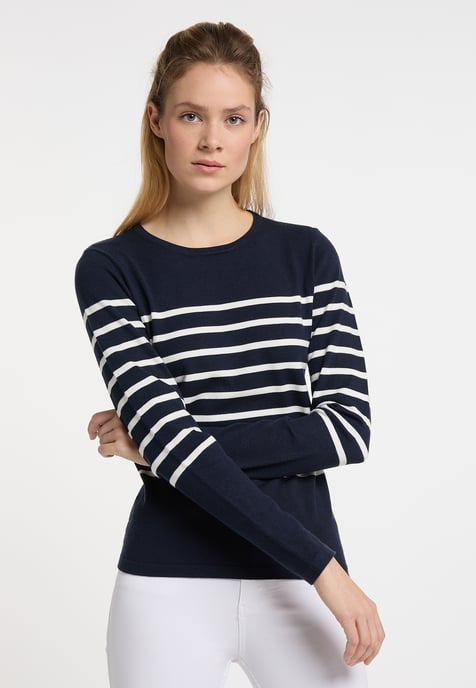 Dreimaster Knitted pullover women marine wool white - Image 2