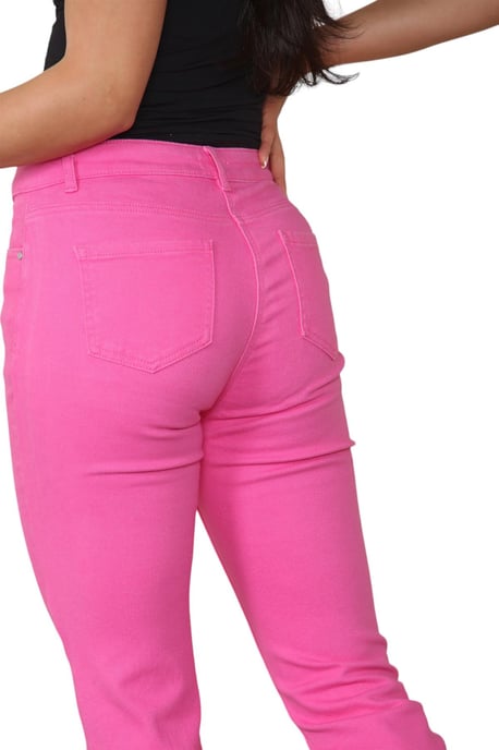 M&Co Womens High Rise Tapered Straight Leg Mom Jeans in Pink - Image 5
