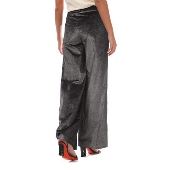 Women's Off White Glitter Pajama Pants in Black