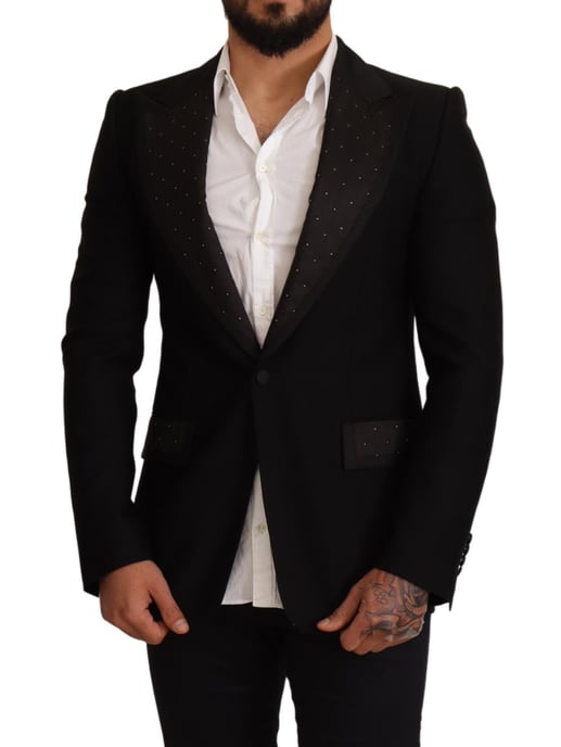 Dolce & Gabbana Mannen Zwart Wollen Slim Fit Jas Blazer Jas - Image 5