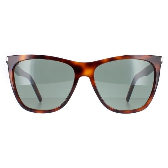 Saint Laurent Square Womens Shiny Medium Havana Solid Green SL 526 - Image 1