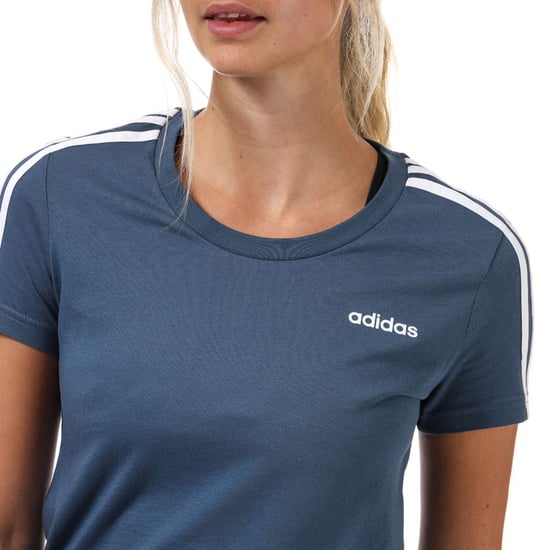 Women's adidas Essentials 3-Stripes T-Shirt in Blue-White - Image 6
