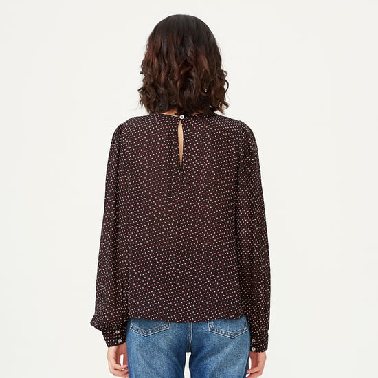 Blus med rund hals och kvadratiska minitryck - Image 2