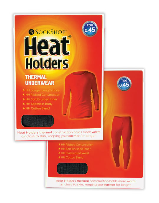 Mens Thermal Underwear Set | Heat Holders | Winter Long Sleeve Top & Long Johns - Charcoal - Image 2