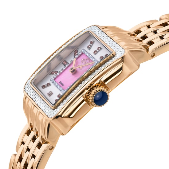 GV2 Womens Padova Gemstone Pink Mother of Pearl Dial Swiss Quartz  Stainless Steel Watch