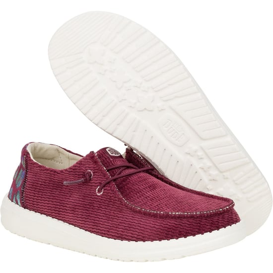 HEYDUDE Wendy Corduroy Leo Polyester Dam Burgundy Loafers - Image 3