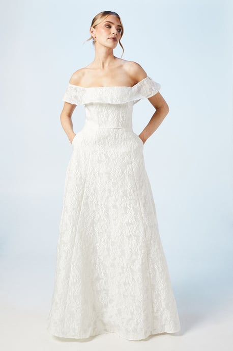 Bardot Jacquard Full Skirted Wedding Dress - Image 1