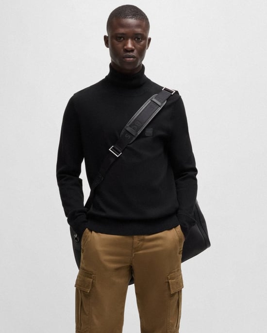 BOSS Orange Akiro Heren Funnel Neck Trui - Image 3