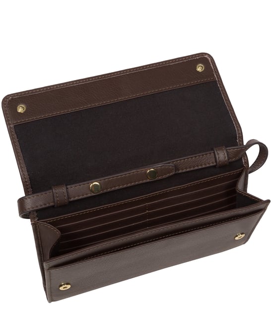 'Saffron' Hot Fudge Nappa Leather Cross Body Clutch Bag