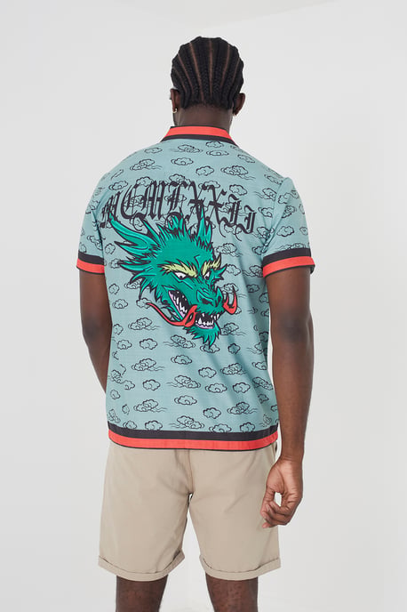 Pale Green 'Jupiter' Graphic Print Short Sleeve Shirt