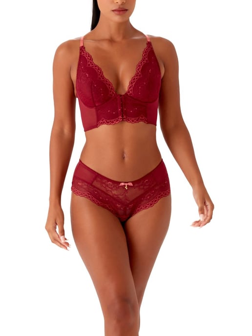 Superboost Lace Deep V Bralet - Cranberry/Raspberry Sorbet