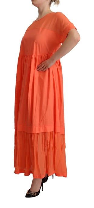 Twinset Vrouwen Koraal Korte Mouwen Katoenen Maxi Shift Jurk - Image 2