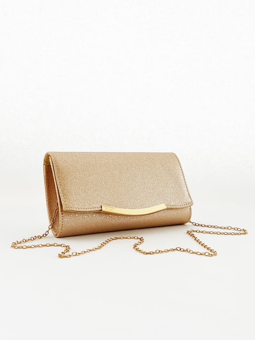 Glitter Envelope Clutch Bag in Champagne