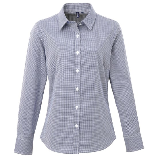 Premier Dames/Dames Gingham Shirt Met Lange Mouwen (Marine / Wit) - Image 1