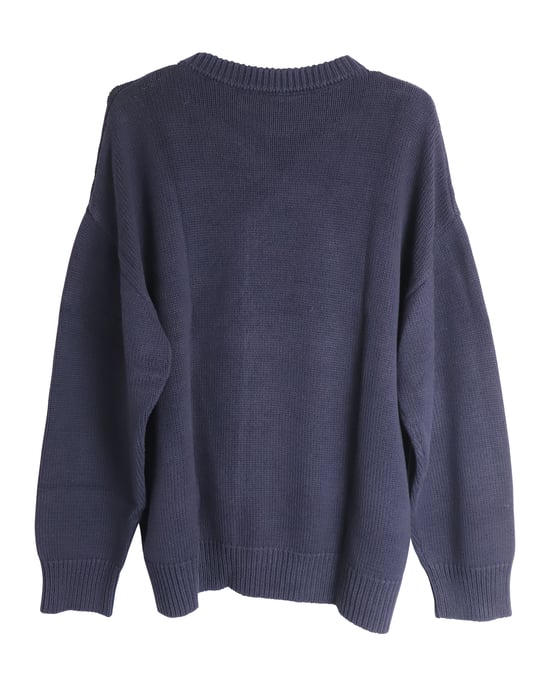 Balenciaga Oversized Broderad Collegemärke Tröja i Mörkblå Bomull - Image 2