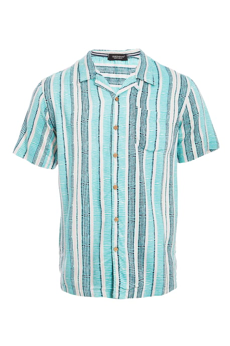 Short Sleeve Revere Collar Aztec Shirt in Mint