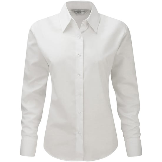 Russell Collectie Dames/Dames Lange Mouw Easy Care Oxford Shirt (Wit) - Image 1