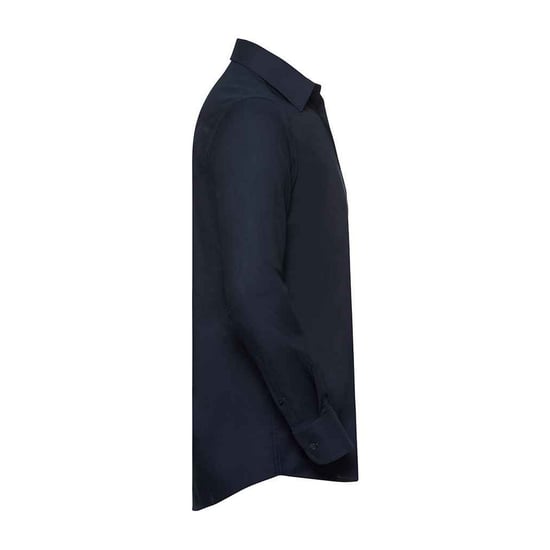 Russell Collection Mens Oxford Tailored Long-Sleeved Formal Shirt (Bright Navy) - Image 3