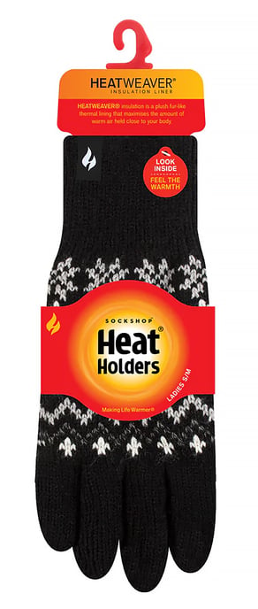 Heat Holders - Ladies Soft Thermal Gloves  - Black
