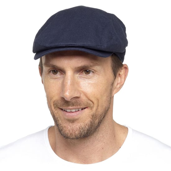 Mens Linen Flat Cap in Cream & Denim - Denim Blue - Image 2