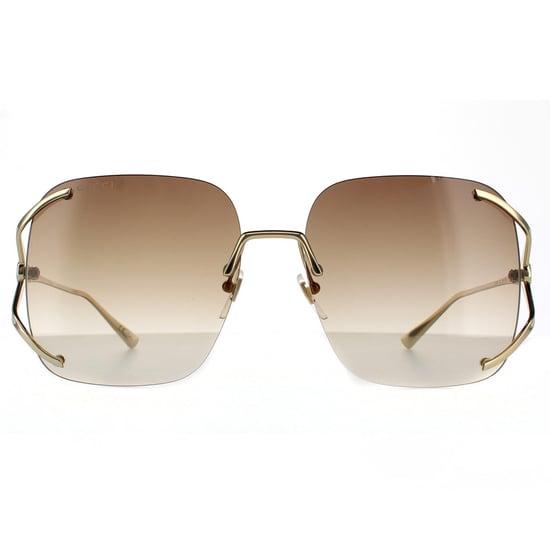 Gucci Square Womens Gold Brown Gradient Sunglasses